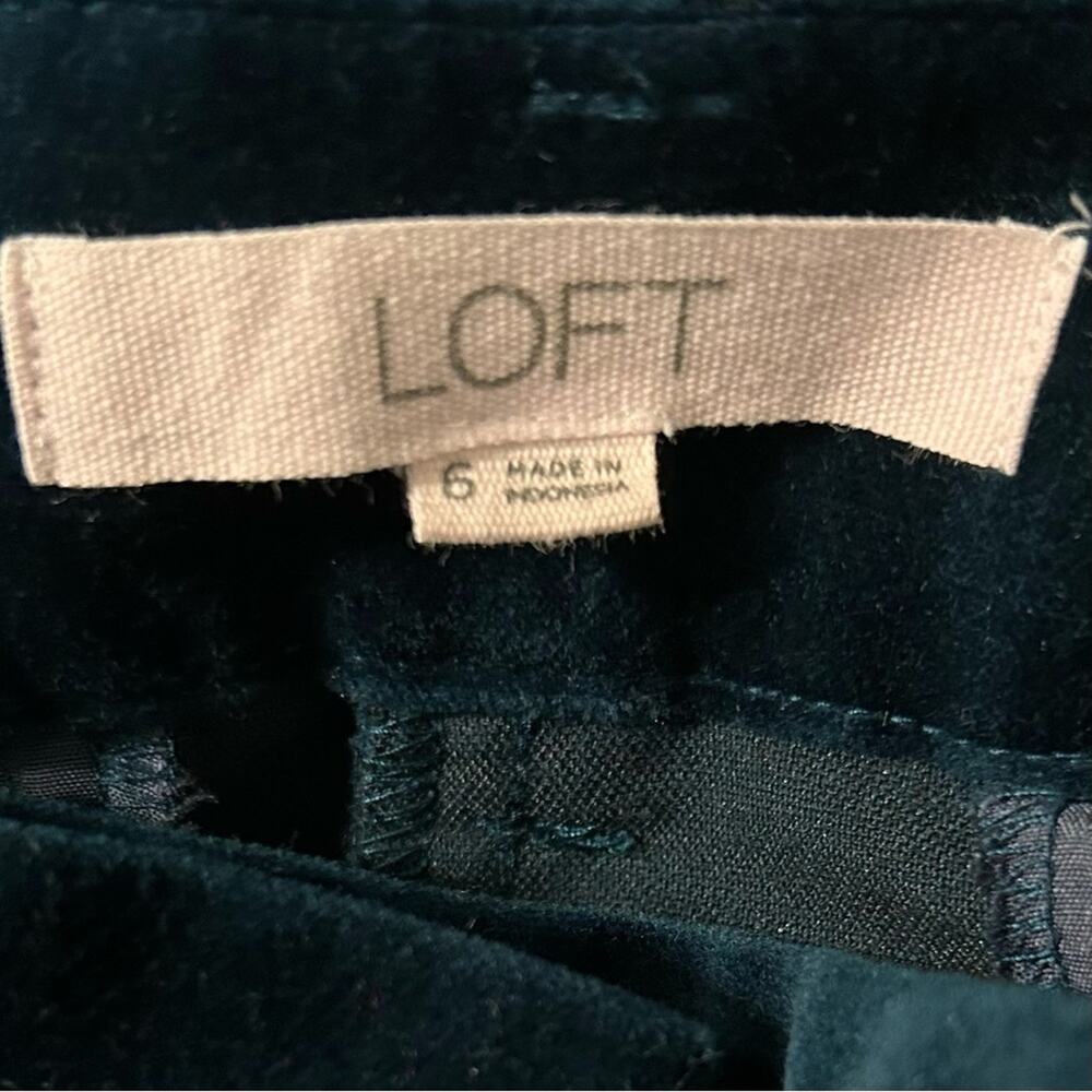 LOFT Riviera Slim Pants Size 6 Dark Peacock Blue Velvet Stretch Classic Elegant - Picture 8 of 10